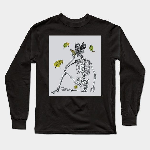 PHILOSOPHICAL SKELETON AND AUTUMN LEAVES Long Sleeve T-Shirt by Shall1983